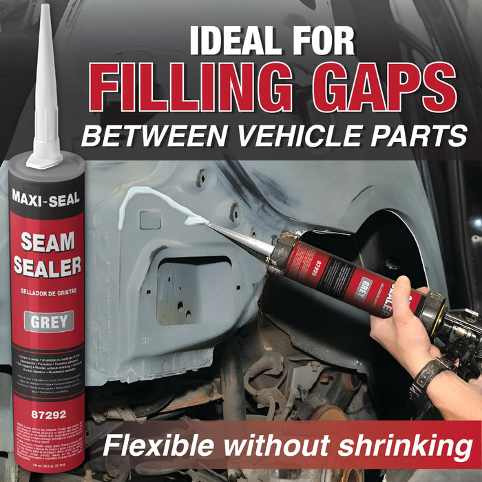 Maxi-Seal Gray Polyurethane Seam Sealer (4-Pack, 10.5oz Tube) | Durable & Flexible Auto Body Joint Compound | Brushable Automotive Filler to Duplicate OEM Finish (87292)