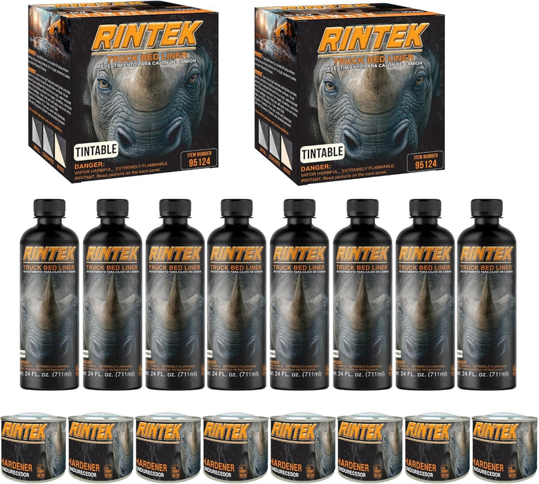 LAUCO Truck Bed Liner Kit Rintek Urethane Spray-On, Durable Textured Coating, Mix Shake & Shoot, Tintable, 8 Quart Kit 95124