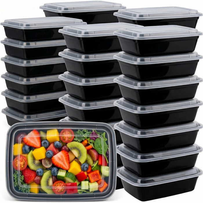 50 Pack (100-Piece) Meal Prep Containers Rectangle 28oz Reusable with Lids, Sturdy Leakproof & Food Safe, Microwave, Freezer, Dishwasher Safe Prep Containers, To Go Take Out Plastic Food Storage 75898