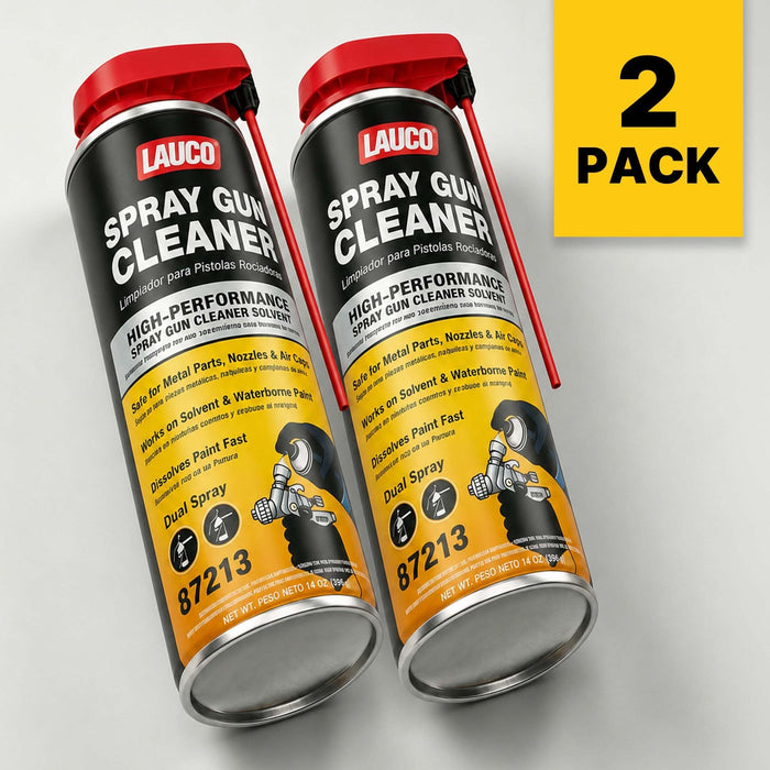 LAUCO Spray Gun Cleaner 14 oz, Pack of 2, High-Performance Paint Gun Cleaner Solvent, Fast Dissolving Aerosol for Waterborne & Solvent Paint, Dual Spray Precision Cleaner for Nozzles, Air Caps & Metal