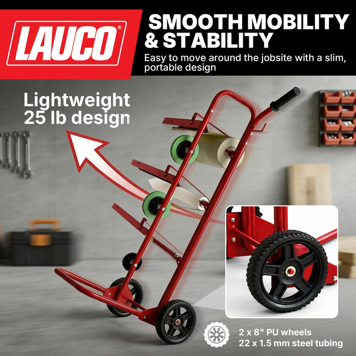 LAUCO Portable Slimline Mobile Masking Paper Machine Dispenser, Masking Machine Mobile Tree Style Mobile Masking Paper Station & Tape Dispenser Station, Stand Holds Multiple Rolls- (1680)