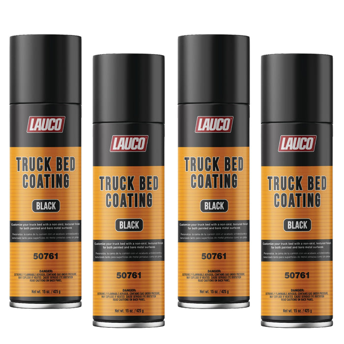 LAUCO Truck Bed Coating Black Aerosol Spray Can 15oz - Pack of 4 - Textured, Suitable For All Truck Beds 50761