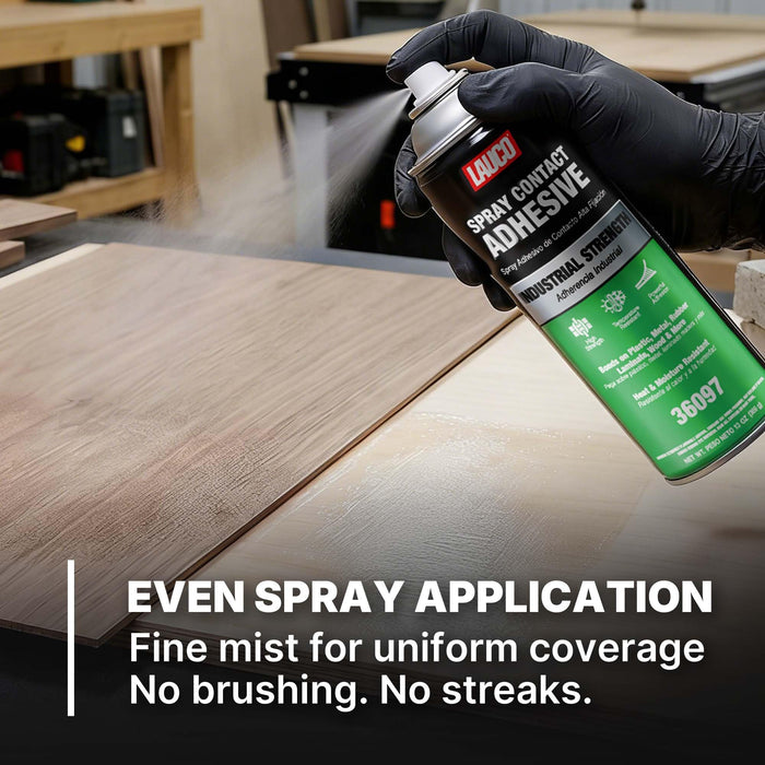 LAUCO Spray Contact Adhesive 13oz, Pack of 2, Industrial Strength Heavy Duty Glue for Wood, Metal, Plastic & Rubber, Heat & Moisture Resistant Fast Bond Multi-Surface Spray Adhesive