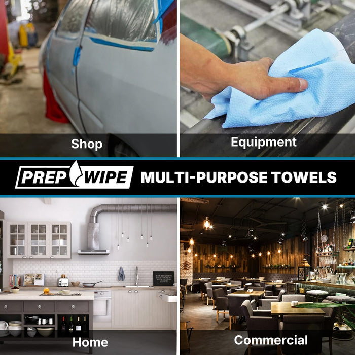 Lauco Prep Wipe Lint-Free Towels – Heavy Duty Nonwoven Cleaning Cloths for Automotive, Industrial & Household Use, Disposable Shop Rags, 300 Pack, 9 x 17 Inch Blue