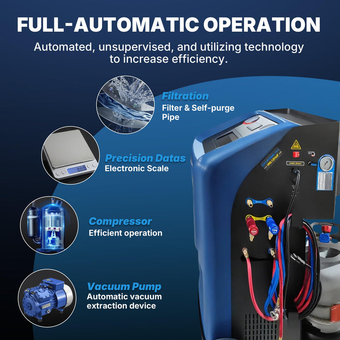 LAUCO Cool Air Duo-AC Machine – Professional Automotive A/C Recovery & Recharge Station | Full-Automatic Dual Refrigerant Service Machine for R134a & HFO-1234yf with 7-Inch Touch Screen (Duo-AC)