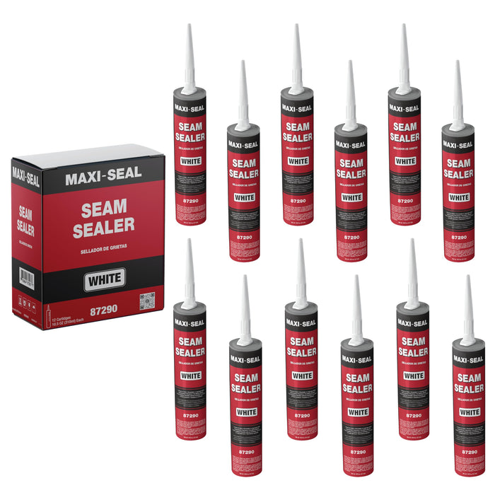 Maxi-Seal White Polyurethane Seam Sealer (12-Pack, 10.5oz Tube) | Durable & Flexible Auto Body Joint Compound | Brushable Automotive Filler to Duplicate OEM Finish