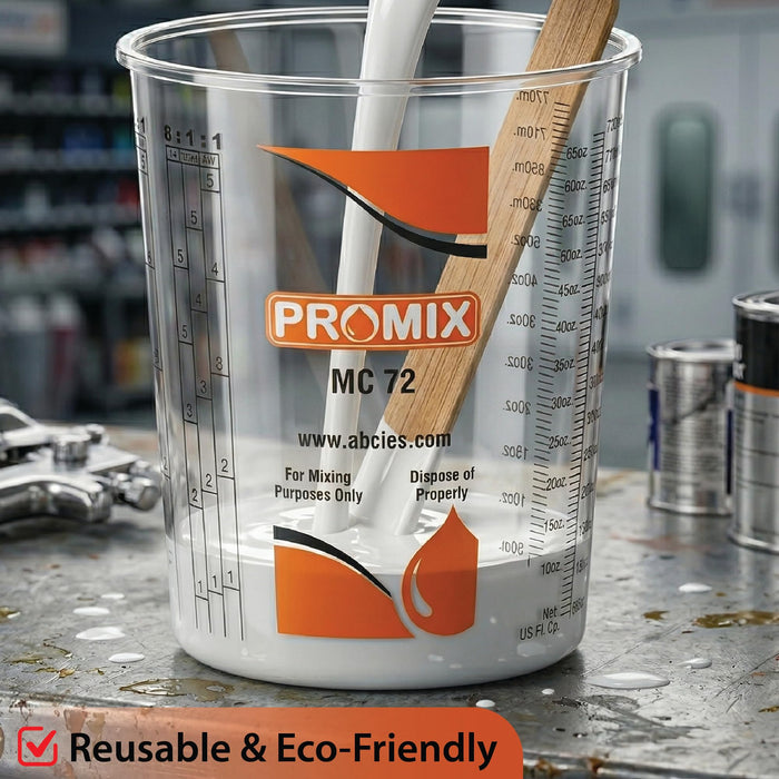 Reusable Graduated Paint Mixing Cups Pack of 100 with 12 lids - Size 72 Onz - Paint Cups with Calibrated Mixing Ratios, Measuring Cups for Epoxy Resin, Activators, and Thinners