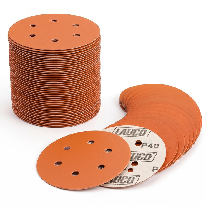 25 PCS 6 Inch 6 Hole Ceramic Sanding Discs P40 Grit, Hook and Loop Orbital Sandpaper, Heavy Duty Sandpaper for Wood, Metal, Automotive, Paint Removal