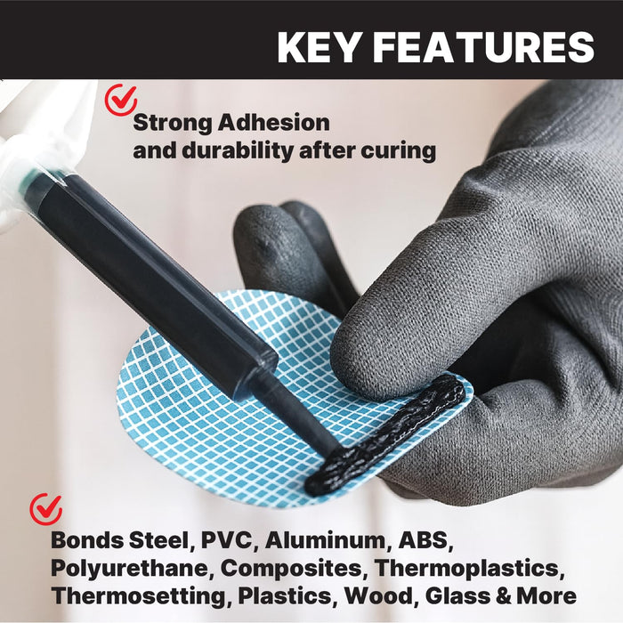 LAUCO Maxi-Bond Semi-Rigid Plastic Quick Repair Adhesive Black – 200ml (MB-801) – Fast-Setting Polyurethane for Automotive Body Plastic Repair 4585