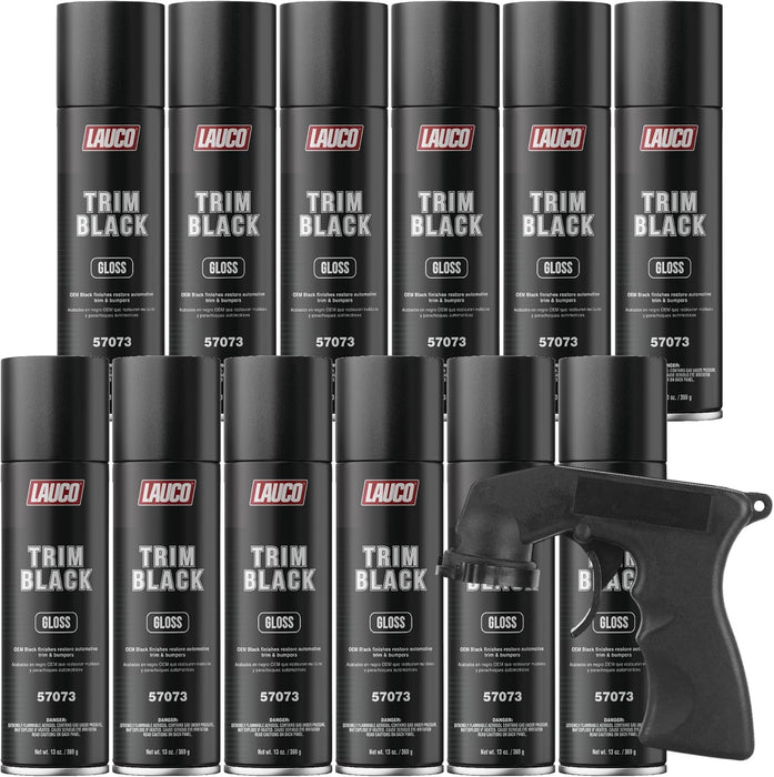 LAUCO Trim Black Matte 13 oz. Automotive Spray Paint Can with Gun - Black Car Spray Paint with Matte Finish - Designed for Plastic, Aluminum, Steel and Stainless Steel- 57071