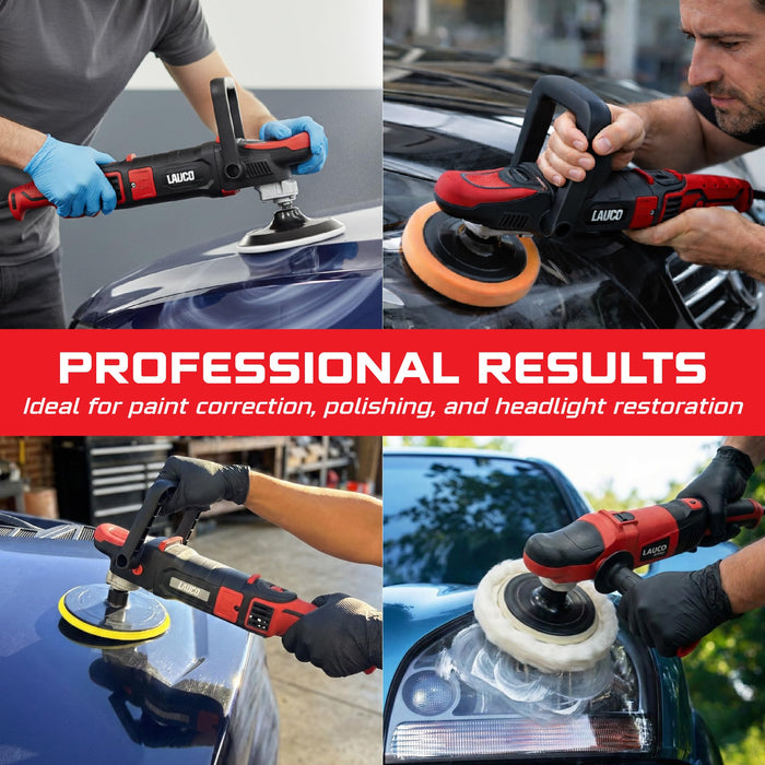 LAUCO Rotary Polisher 1200W with 6-Inch Backing Pad, 6-Speed Variable Control, High Torque Professional Polishing Machine for Car Detailing, Paint Correction, Buffing, Waxing & Finishing LP1200