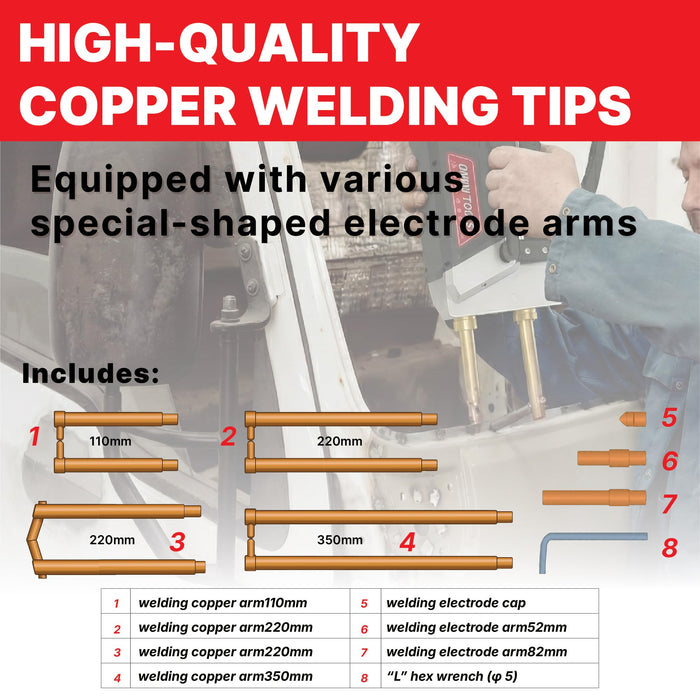 OMNI TOOLS T4000 Welder Machine, Portable Spot Welding Machine 4000A Peak Current, Microprocessor Controlled, Pulse & Continuous Modes, 220V Single Phase, Includes 4 Copper Welding Arms T4000