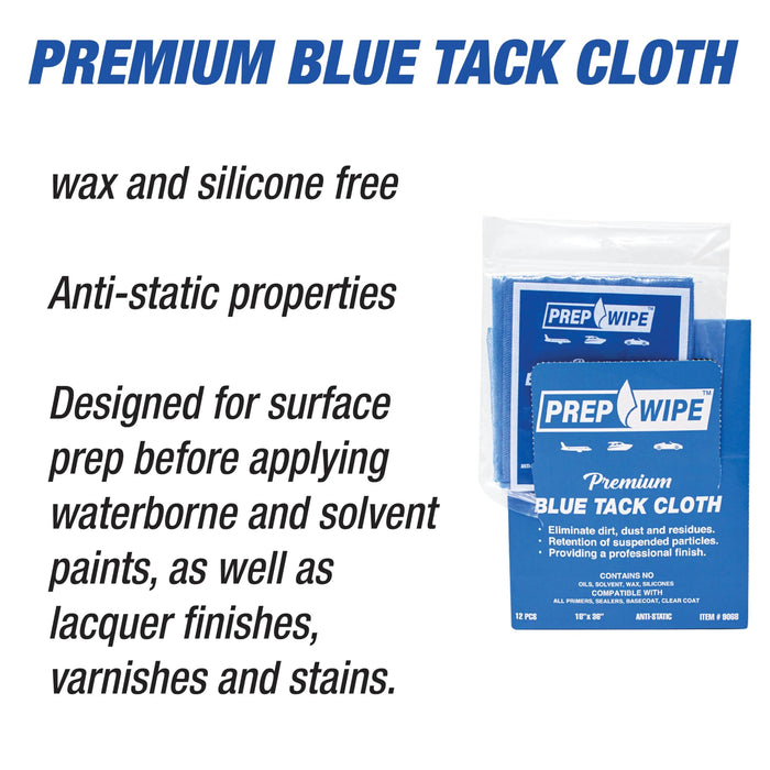Prep-Wipes Tack Rags - Tack Cloths – Case of 144 - Professional Woodworking and Painting - Lint Free, Removes Dust, Sanding Particles, Clean Surfaces – Wax Free Silicone Free, Anti-Static BTR0372