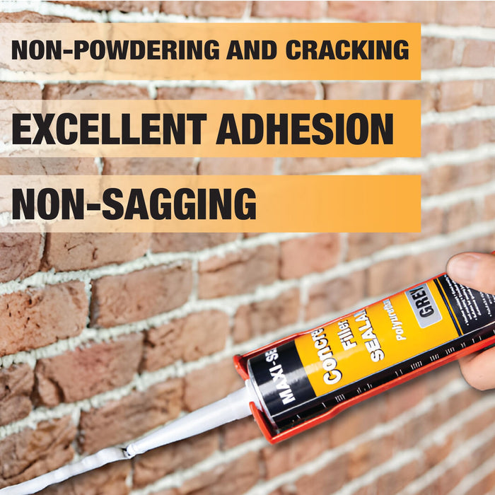 Maxi-Seal Concrete Filler Sealant, Concrete Crack Repair, Polyurethane Concrete and Masonry Sealant for Vertical and Horizontal Surface, Non-Sag,Gray,10.5 oz (12) 87270