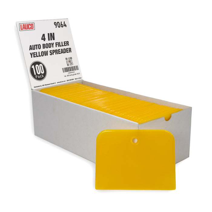4" Reusable Plastic Spreader  - Auto Body Filler Yellow Spreaders (Pack of 100) - 9064