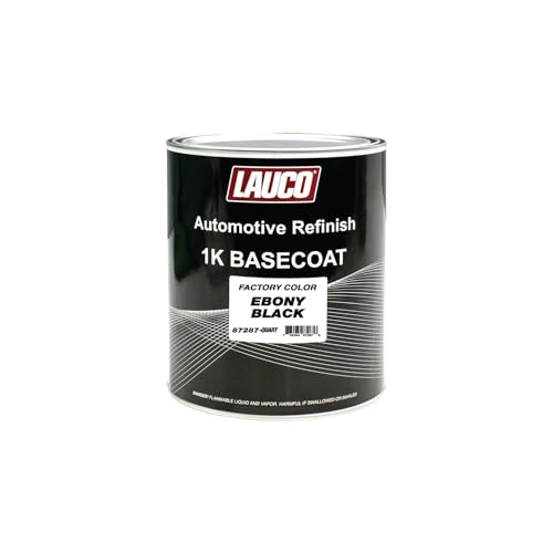 LAUCO Black 1K Basecoat Automotive Paint – Factory Color Match Ebony – 1 Quart – Spray Gun Ready – Deep Black Finish – Mixing Ratio 1:1 – Auto Body Refinish [87287-Quart] LAUCO