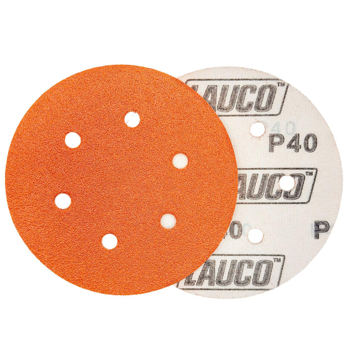 25 PCS 6 Inch 6 Hole Ceramic Sanding Discs P40 Grit, Hook and Loop Orbital Sandpaper, Heavy Duty Sandpaper for Wood, Metal, Automotive, Paint Removal