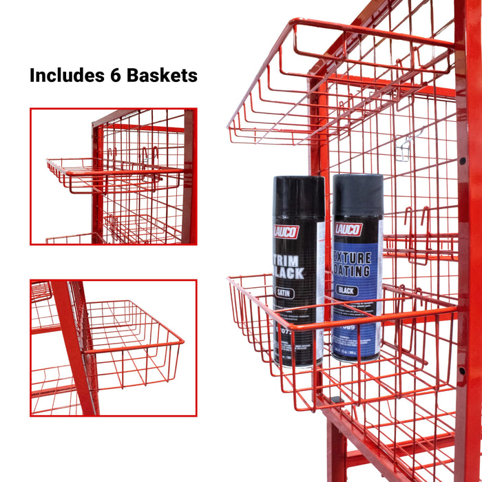 LAUCO Paint Prep Cart with Masking Paper Dispenser - Holds 12" & 24" Masking Paper Rolls, 66lb Load Capacity per Each Shelf, Automotive Body Cart, Auto Shop Organization (26506)
