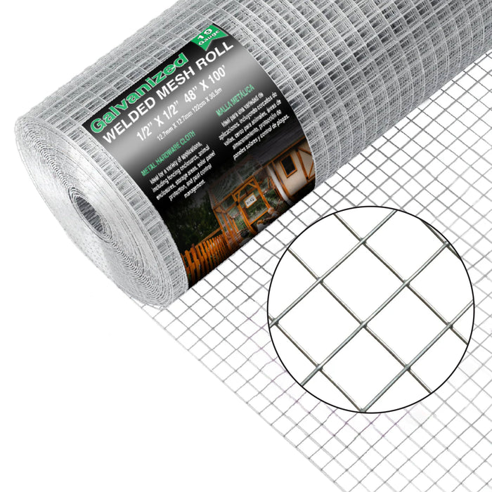 Hardware Cloth 1/2 inch 48in x 100 ft, 19 Gauge Square, Chicken Coop Wire Fence, Garden Plant Welded Metal Wire Fencing Roll Mesh, Poultry Animal Netting Cage Screen