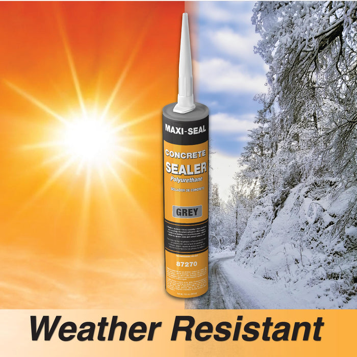 Maxi-Seal Concrete Filler Sealant, Concrete Crack Repair, Polyurethane Concrete and Masonry Sealant for Vertical and Horizontal Surface, Non-Sag,Gray,10.5 oz (12) 87270