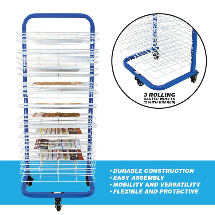 Art Drying Rack for Art Studios & Classrooms, 25-Removable Shelf Drying Rack with Wheels National Supply Company