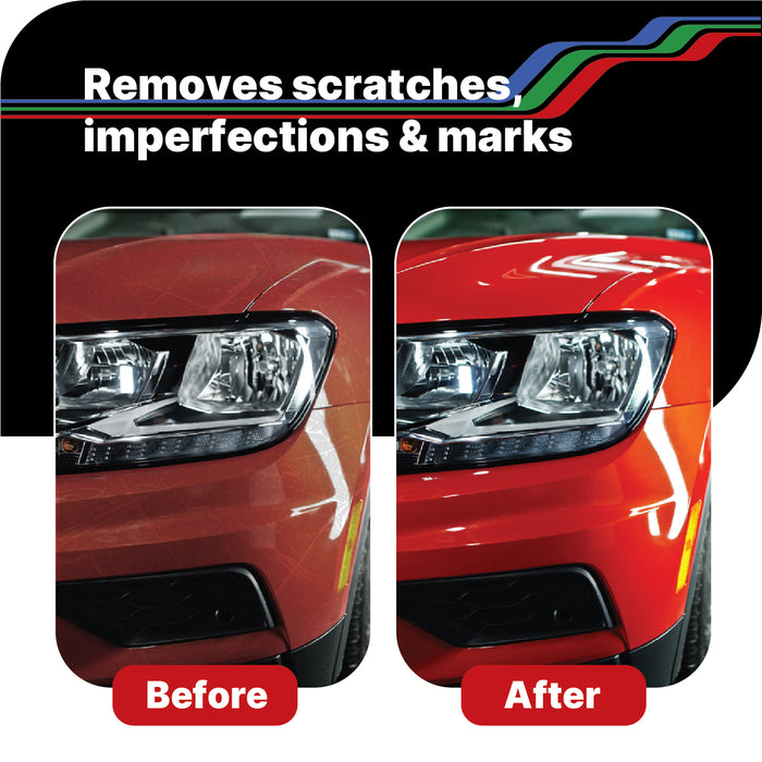 Compound 3-Step Automotive Buffing & Polishing Kit – Rapid Cut, Classic Polish & High-Shine Finish + Swivel Scratch Remover – Silicone-Free Paint Correction System [36101, 36102, 36103, 36105]