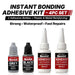 BONDALL Instant Bonding Adhesive Repair Kit, 4PC Set with (2) Super Glue Bottles, Plastic & Metal Reinforcing Powders (Black & Grey), Strong Waterproof Adhesive. LAUCO