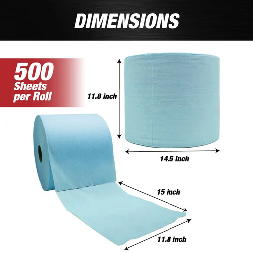 Heavy Duty cloths, Industrial Wipes Jumbo Roll, Blue (500 Sheets/Roll, 1 Roll/Case, 11.8” x 15” each sheet) - National Supply Company