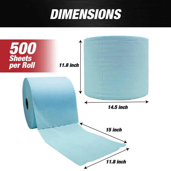 Heavy Duty cloths, Industrial Wipes Jumbo Roll, Blue (500 Sheets/Roll, 1 Roll/Case, 11.8” x 15” each sheet) - National Supply Company