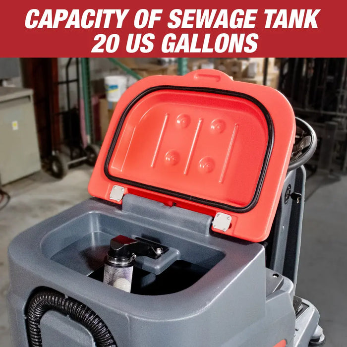 Commercial Ride-On Floor Battery Powered Scrubber Machine, 22" Brush, Complete Set of Parts, , With Two 22" Brushes, 5 Hours Continuous Working Time, 17 Gal Tank, 36,166 Sqft/H Efficiency (S56) National Supply Company