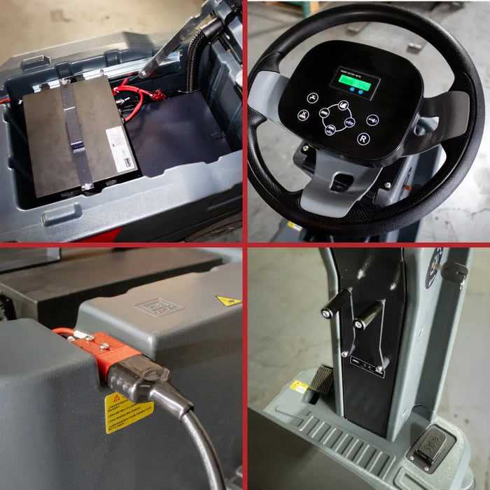 Commercial Ride-On Floor Battery Powered Scrubber Machine, 22" Brush, Complete Set of Parts, , With Two 22" Brushes, 5 Hours Continuous Working Time, 17 Gal Tank, 36,166 Sqft/H Efficiency (S56) National Supply Company