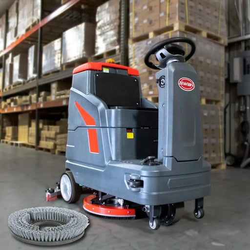 Commercial Ride-On Floor Battery Powered Scrubber Machine, 22" Brush, Complete Set of Parts, , With Two 22" Brushes, 5 Hours Continuous Working Time, 17 Gal Tank, 36,166 Sqft/H Efficiency (S56) National Supply Company