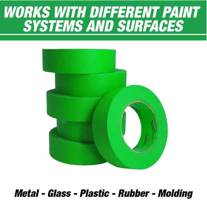 DINOGREN Painters Tape – Green Automotive Masking Tape, Heat & Water Resistant (1.5" x 60 yd, 6 Rolls) [7766-6] LAUCO