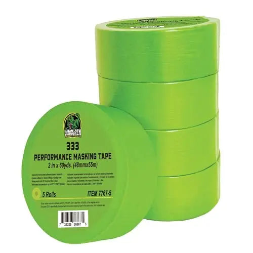 DINOGREN Painters Tape for Car Paint, High Performance Masking Tape, Masking Tape for Automotive Paint, Heat Resistant, Water Resistant, Multi-Purpose Masking Tape Green (2” in x 60 yd (Pack of 5 ROLLS)) LAUCO