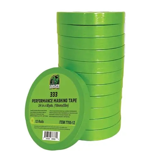 DINOGREN Painters Tape for Car Paint, High Performance Masking Tape, Masking Tape for Automotive Paint, Heat Resistant, Water Resistant, Multi-Purpose Masking Tape Green (3/4in x 60 yd (12 Rolls)) LAUCO