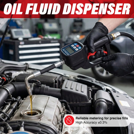 Digital Oil Meter Gun with LCD Display for Lubricants and Diesel, Preset Dispensing Gun with Automatic Shutoff, High Accuracy ±0.5%, Heavy Duty Oil Transfer Meter for Workshop, Garage LAUCO
