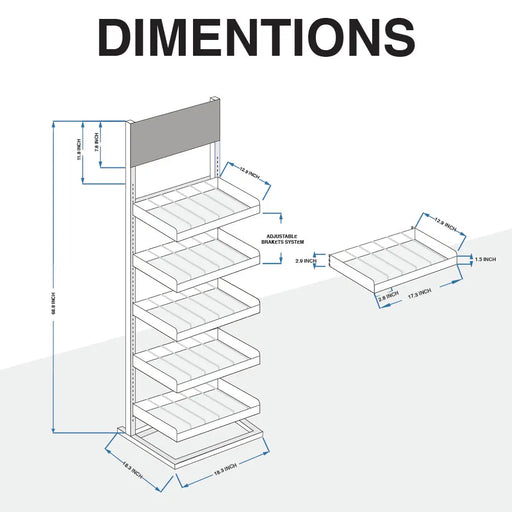 Display Rack Aerosol Assortment - Holds up to 150 Aerosol Cans - 5 Tier Spray Paint Can Storage Rack Organizer - 68.8" H x 18.3" L x 18.3" W - National Supply Company