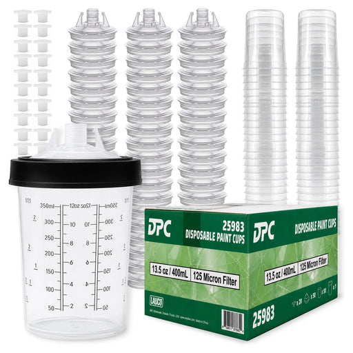Disposable 13.5 Ounce (400ml) Paint Spray Gun Cups Liners and Lid System, 50 Pack 125 MIC Kit National Supply Company