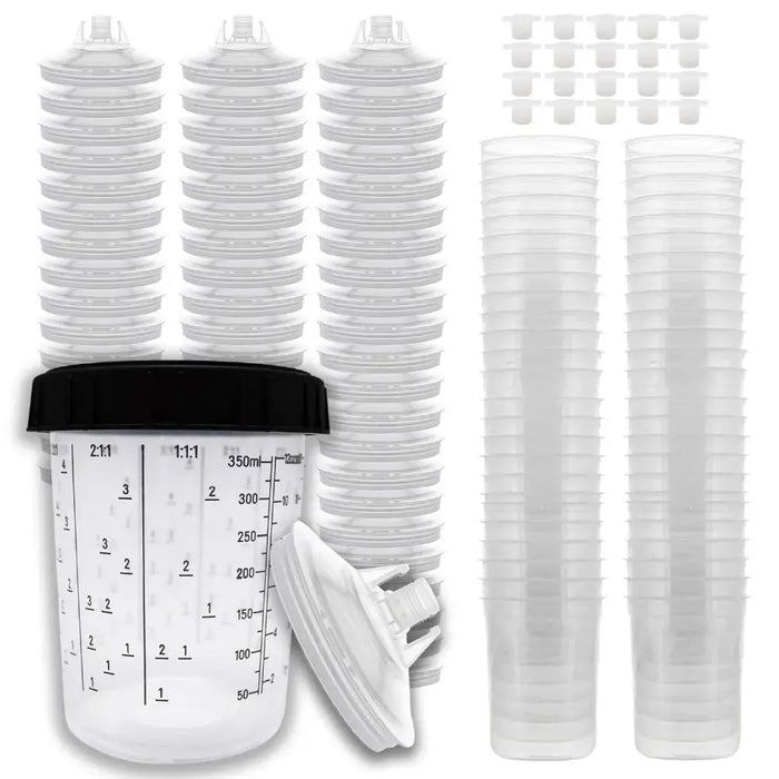 Disposable 13.5 Ounce (400ml) Paint Spray Gun Cups Liners and Lid System, 50 Pack 190 MIC Kit National Supply Company