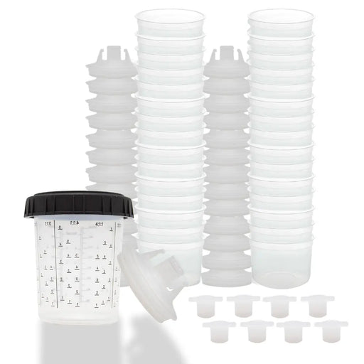 Disposable Paint Mixing Cup Kit 100ML - 50 Liners, Lids and 20 Plugs - National Supply Company