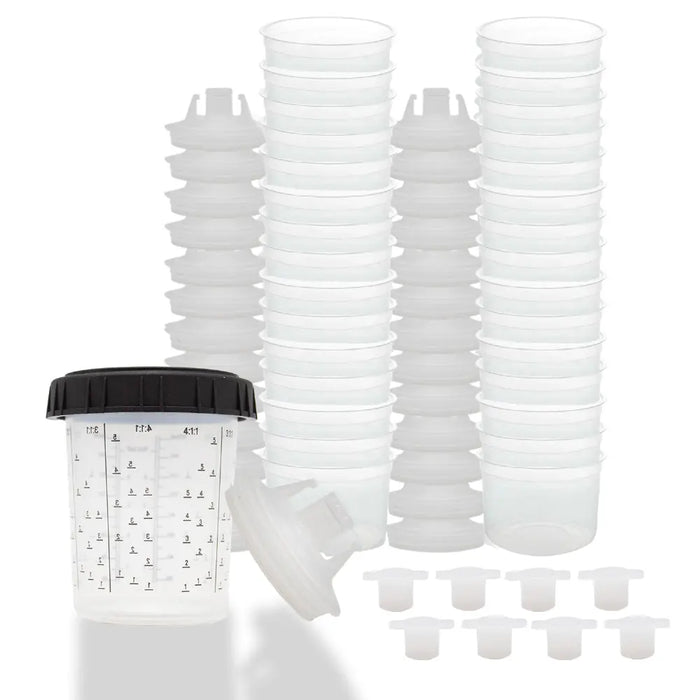 Disposable Paint Mixing Cup Kit 100ML - 50 Liners, Lids and 20 Plugs - National Supply Company