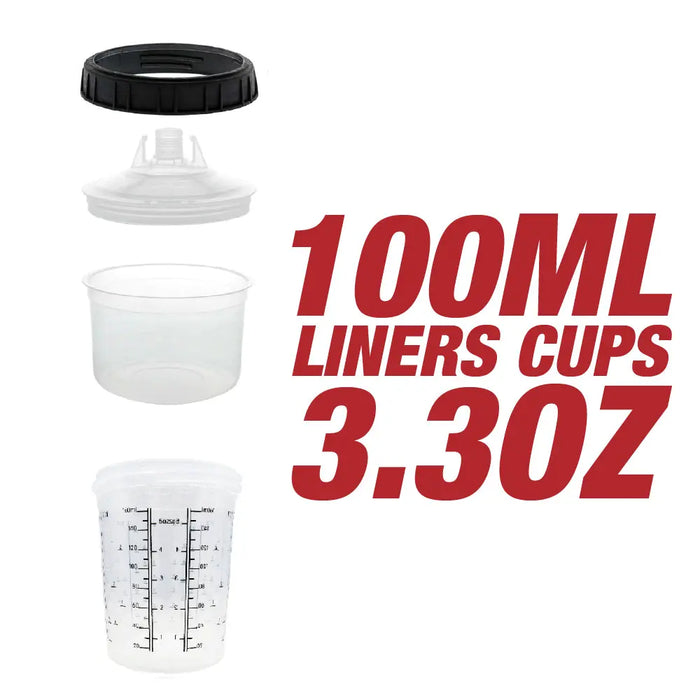 Disposable Paint Mixing Cup Kit 100ML - 50 Liners, Lids and 20 Plugs - National Supply Company
