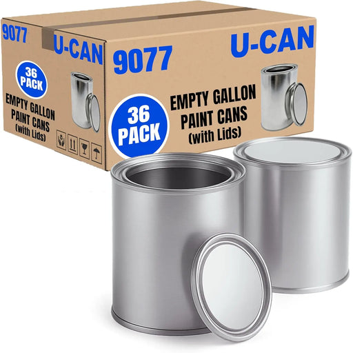 Empty Gallon Paint Cans with Lids - BOX OF 36 - Bulk Empty Metal 128onz Paint Cans with Lids Set for DYI, Storage and Professional Projects - 9077 National Supply Company