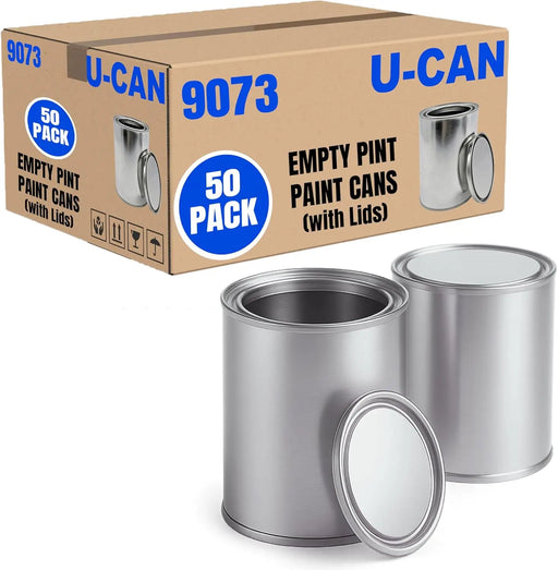 Empty Metal Pint Paint Cans with Lids - Box of 50 - 9073 National Supply Company