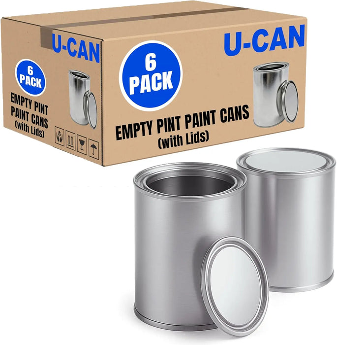 Empty Metal Pint Paint Cans with Lids - Box of 50 - 9073 National Supply Company