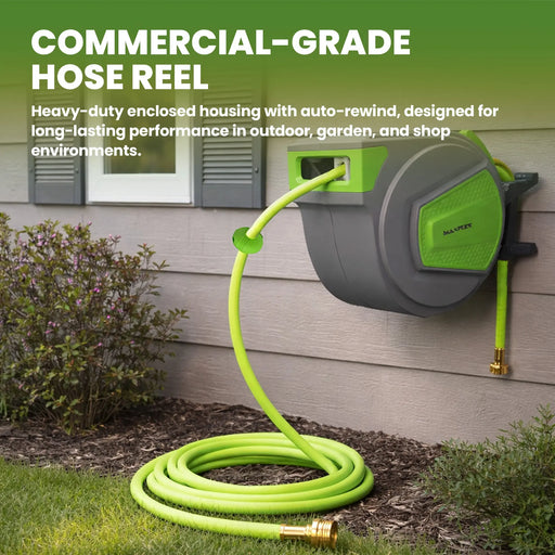 Enclosed Retractable Reel w/ Hybrid Polymer Water Hose 1/2" X 50ft - 7762 National Supply Company