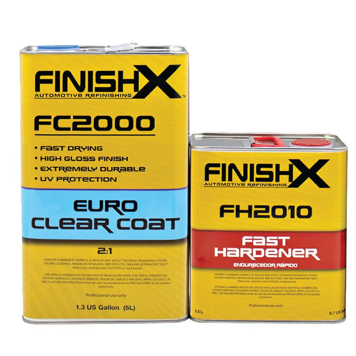 FinishX Euro Super Gloss Clear Coat Auto Paint Kit, 3.9 VOC - 1.3 Gallon Urethane Clear Coat (FC2000 - 1.3 Gallon) 2:1 Kit with Fast Activator/Hardener (FC2010 - 1 quart) National Supply Company