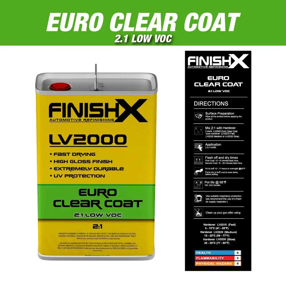 FinishX Low VOC 2:1 Euro HS Automotive Clear Coat 7.5 Liter Kit with Activator/Hardener Hardener: Fast Hardener National Supply Company