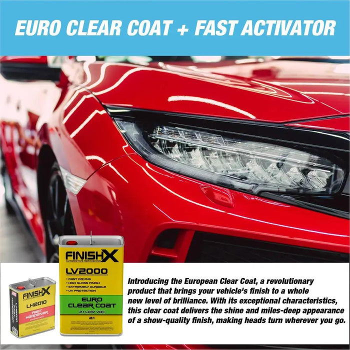 FinishX Low VOC 2:1 Euro HS Automotive Clear Coat 7.5 Liter Kit with Activator/Hardener Hardener: Fast Hardener National Supply Company