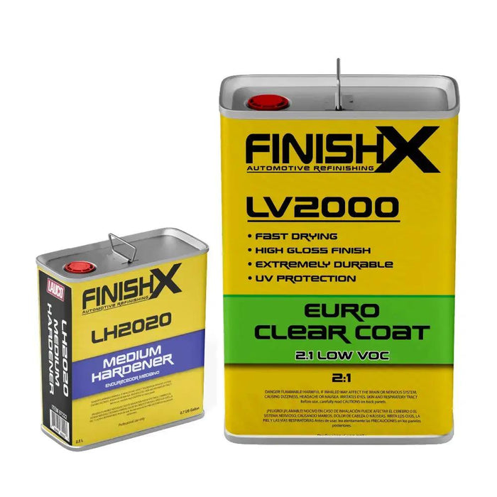FinishX Low VOC 2:1 Euro HS Automotive Clear Coat 7.5 Liter Kit with Activator/Hardener Hardener: Medium Hardener National Supply Company